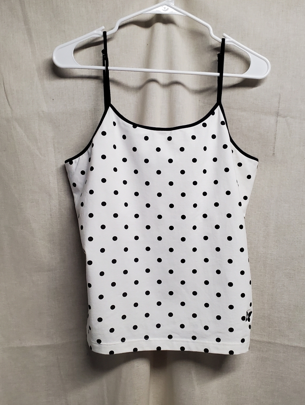 Cambridge Dry Goods White Polka Dot Spaghetti Strap Camisole